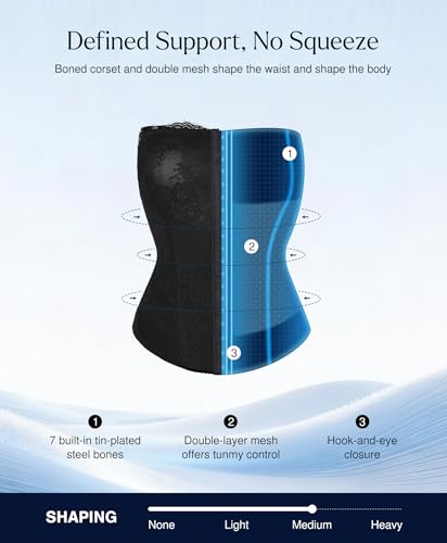 Image of Popilush Corset Tops for Women - Shapewear Lace Top Detachable Strap Bustier with Buckle Summer