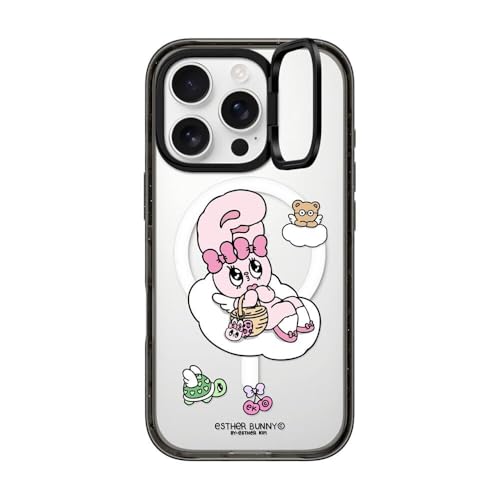 CASETiFY �C���p�N�g �����O�X�^���h iPhone 16 Pro �P�[�X [�X�^���h�@�\/MagSafe�Ή�/�ϏՌ�] - Esther Bunny Daydreaming Phone Case - �u���b�N