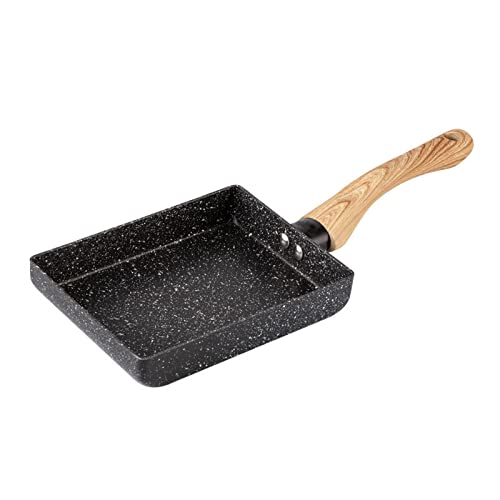CHYIR Japan-Style Square Omelet Pans with Maifan Stone Coated Surface, Non-Stick Frying Pan Flat-Bottomed Pancake Egg Roll Steak Pot (18x15cm)