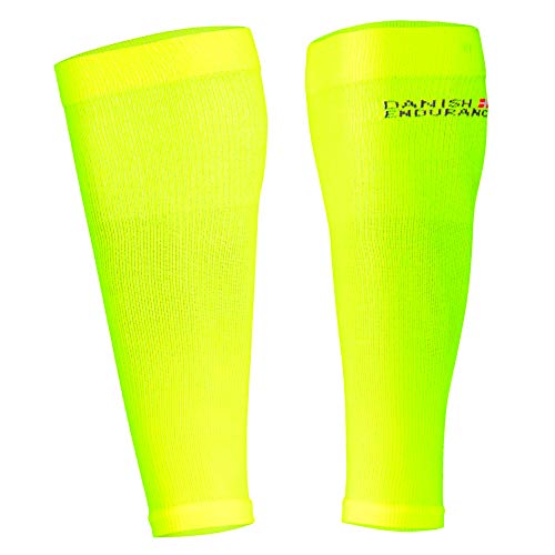 Graduated Calf Compression Sleeves (Large, Neon Yellow)