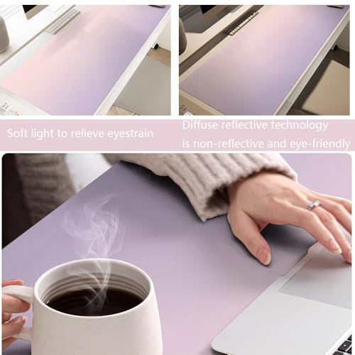 EIMZU Schreibtischunterlage Leder, 80x40 cm, Abwischbar, PU-Leder, Rosa, für Büro und Zuhause