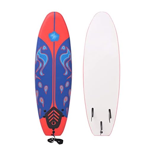 Vidaxl Tabla De Surf Azul Roja 170 Cm Surfboard Surfear Deporte Acuático Agua