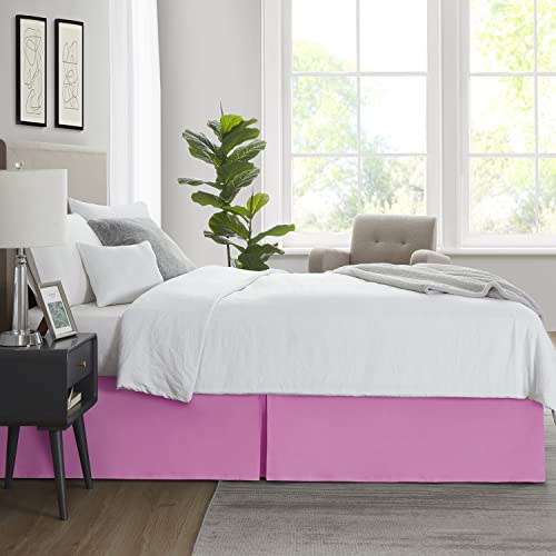 Image of Nestl Light Pink Bed Skirt Cal King Size - Cal King Bed Skirt 14 Inch Drop - Brushed Microfiber Bed Skirts - Hotel Quality Pleated Bed Skirt - Shrinkage & Fade Resistant