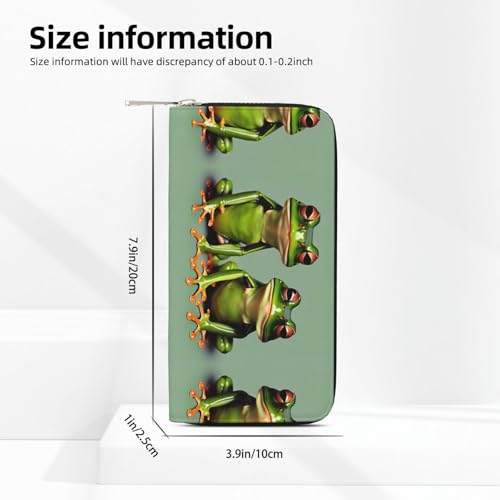 Funny Green Frogs 1 Print Women Wallet Trendy Travel-Friendly 7.9X3.9in Casual Clutch Purse Gift for Ladies4