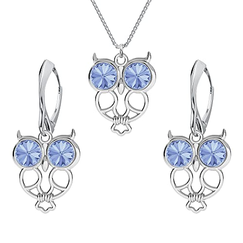 Boucles D'oreilles Femme Argent 925 Hibou - Collier Femme - Une Parure de Bijoux Pour Vous - Bijoux Femme avec Boite Cadeau - Boucles D'oreilles et Pendentif...