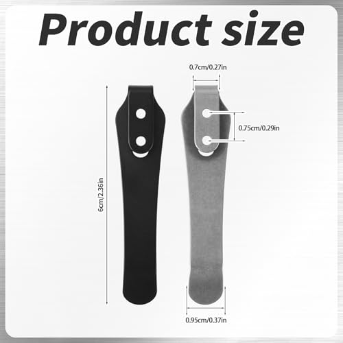 Image of Gosknor 2pcs Stainless Steel Pocket Clip, 2.36 Inch Length Deep Carry Pocket Clip Replacement with Screws Knife Holder Tools Accessories for Men