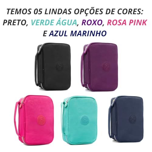 Estojo Escolar Grande Box 100 Lápis Nylon Tactel Com 27 Elásticos Ziper Resistente Escolar Papelaria