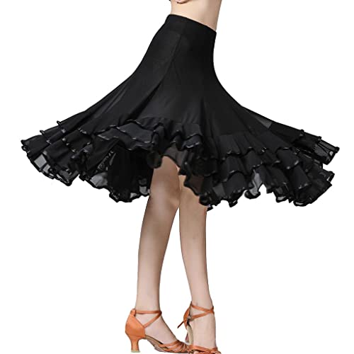 Jupe de danse latine mi-longue avec un look fluide en polyester