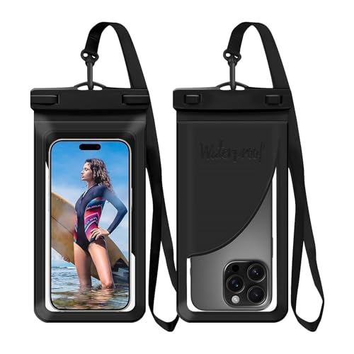 Vsagier Waterproof Phone Pouch, with Inside Card Bag, Large Waterproof Case for iPhone 17 16 15 14 Pro Max,IPX8 Certified Lightweigt Cellphone Dry Bag, Beach Cruise Ship Essentials,1 Pack-Black-8.3″