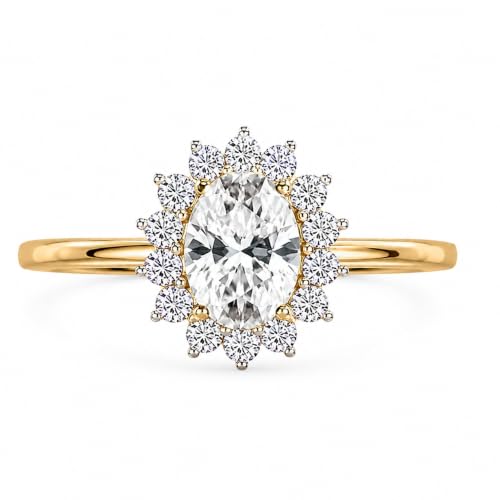 Image of Princess Diana Inspired Halo Birthstone Ring for Women Girls | Pure 925 Sterling Silver with AAA+ Natural Gemstone | 18K Gold-Plated | Best Gift for Birthday, Anniversary, or Valentine�s Day