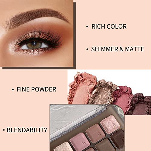 Erinde 9 Colors Eyeshadow Makeup Palette, Matte Shimmer Eye Shadow Palette, High Pigmented, Naturing-Looking, Blendable Long Lasting Eye Shadow Palette, Travel Size Makeup Pallet With Brush #TOP5