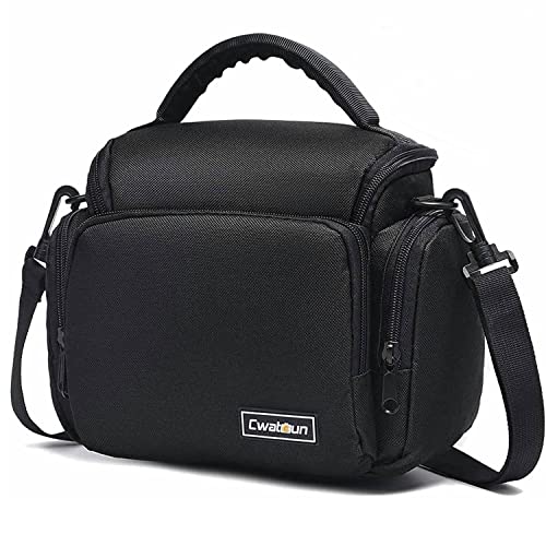 Cwatcun Sacoche pour Appareil Photo, Sacoche pour Appareil Photo à bandoulière Unique, Sling Crossbody Compact Canon Nikon Sony SLR DSLR appareils Photo sans Miroir et objectifs étanche Noir, S