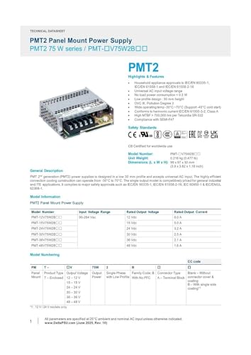 Alimentation à découpage 75W PMT-12V75W2BA transformateur 12V 6A AC-DC