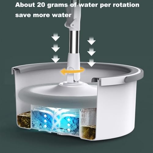 Image of Spin Mop with Bucket Deluxe System for Floor Cleaning - 360 Flexible Mop with Self Separation Dirty and Water System 2 Pcs Reusable Microfiber for All Types of Floor Cleaning (A-Grey)