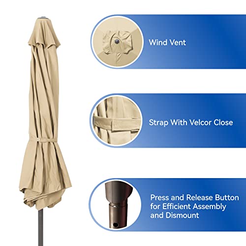 Tumucute 6.6X10Ft Rectangular Patio Umbrella Outdoor Umbrella Market Table Umbrellas With Push Button Tilt And Crank For Lawn, Garden, Deck, Backyard & Pool (Beige, 6.6 * 10 Ft) #TOP4