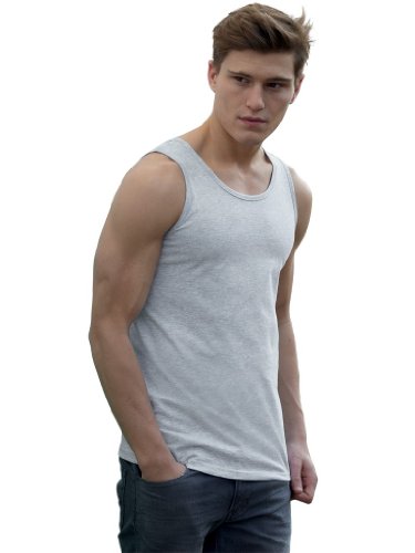 Fruit of the Loom 61098 Mens Sleeveless Athletic Vest Tank Top - Graumeliert L