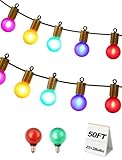 Adirxon 50FT Multicolor G40 LED Globe String Lights - Festive Outdoor Party Lights, Shatterproof & Weatherproof for Patio, Garden, Wedding, Porch, Cafe Decor, Connectable