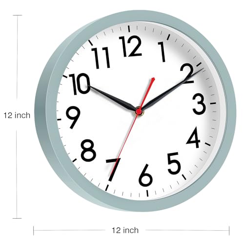 Image of AKCISOT Wall Clock, Modern Small Wall Clocks Battery Operated 12 Inch, Silent Non-Ticking Analog Classic for Office, Home, Bathroom, Kitchen, Bedroom, School(Blue Gray)