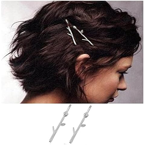 Dervivea Silver Leaf Hairpin Clips Pack of 2 Cover