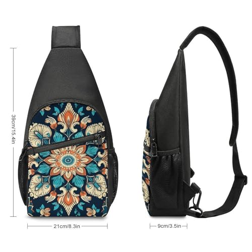 Vintage Mandala Flowers Sling Bag Ligera para Senderismo y Viaje miniatura 2