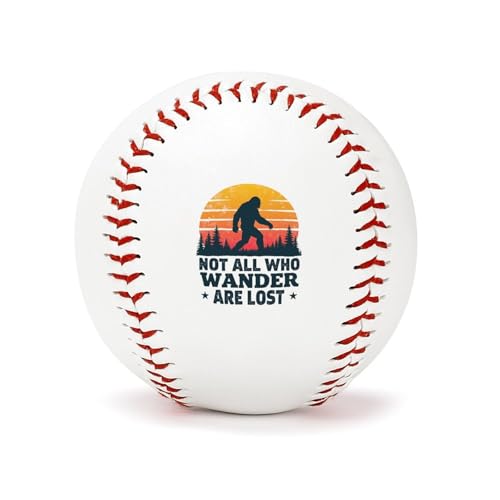 Baseball 2.8 Inch Vintage Bigfoot Sunset Not All Who Wander are Lost Double-Sided Baseballs for Unisex League Practice Sports Training Machine Pitching Memorial