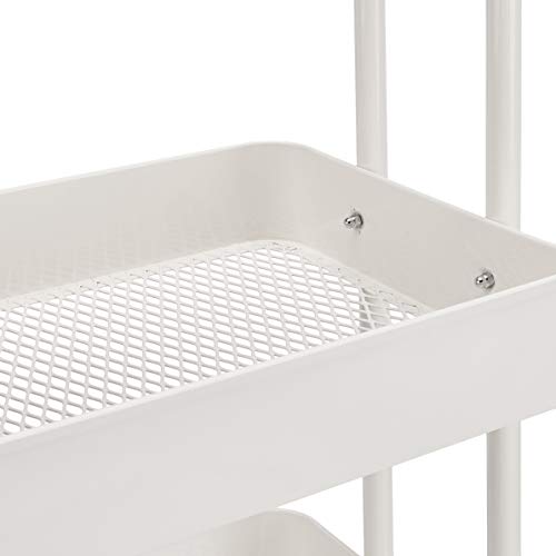 Amazon Basics 3-Tier Rolling Utility Cart, Storage Organizer, Lockable Wheels, Multifunctional Storage, Portable Mobile Shelving Unit, White view 3