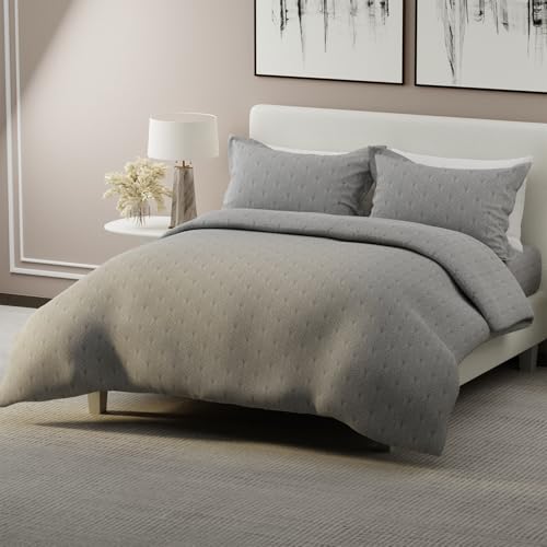 Image of BOUTIQUE LIVING India Radiance Cotton Blend 825 CVC Grey King Bedsheet with 2 Pillow Covers