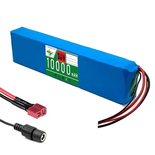 WILLQ 36V リチウム電池パック 10000mAh 電動スクーター用バッテリー 10Ah 交換用 PVC Ebike パワーバッテリー BMS 付き 0-350W 自転車モーター改造キット,T+dcの商品画像（Amazon）