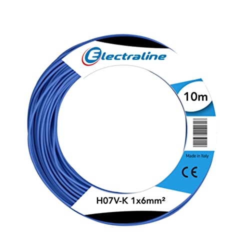 Electraline 15301, H07V-K Cable, Sección 1x6 mm, 10m, Azul