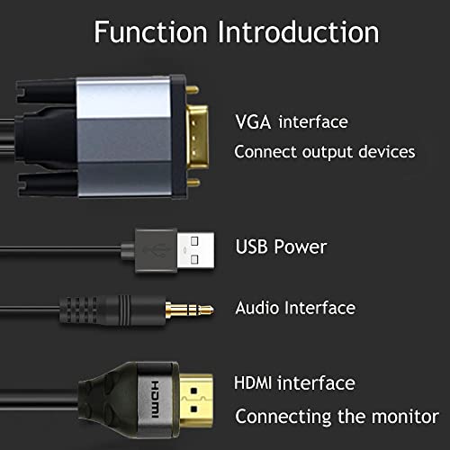 Vga To Hdmi Adapter 25Ft, With Audio Vga To Hdmi Converter Vga To Hdmi Cable With Audio, Active Male Vga-Hdmi Out Lead Video Adattatore Cord For Computer,Laptop,Projector #TOP2