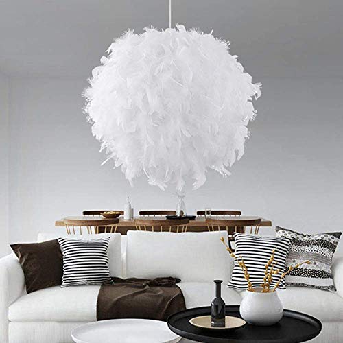 Lámpara colgante de plumas blancas E27 de 30cm para techo de dormitorio 4