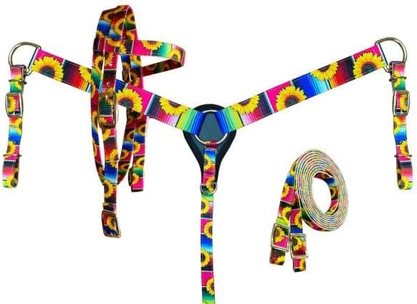 Showman Pony Serape & Sunflower Print Nylon Headstall & Breast Collar Set