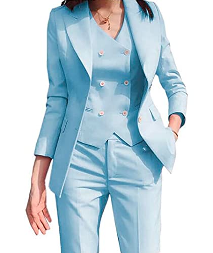 3 PC Notch Lapel Women's Business Set Regular Fit Blazer Vest Pants Outfits Office Lady Suit Casual Wear Pants Suit