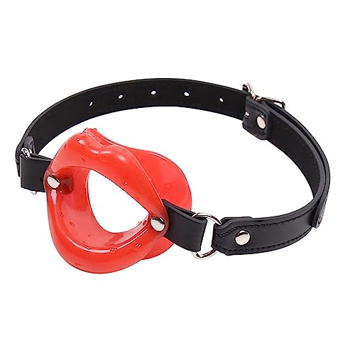 Image of Leather Restraints Ball Mouth Plug Silicone Bondage Ball Gag Red Lips BDSM Toys Adjustable Strap Adult Toys Silicone Restraint Slave SM Game for Lover Couple (B4)