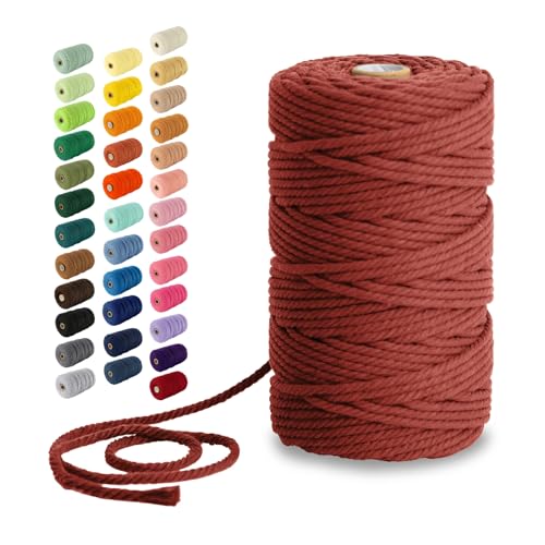 Nook Theory Macrame Cord - 4mm 109 Yards Cotton Rope, 3mm 5mm Yarn, String for Crafts, Perfect for Macrame Wall Hanging and Boho Decorations (Burnt Orange)