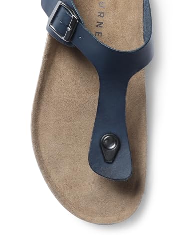Image of HF JOURNEY Nivera 2.0 Men's Cork Footbed Thong Sandal,Slip On Entry,(Size 41-46) BlackPU, Casual Lounging Slipper, EVA Sole, Flat Heel,Nivera 2.0 - Black (41)