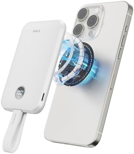 iWALK Magnetic Portable Charger 10000mAh:Qi2 Certified 15W Wireless Power Bank 30W Fast Charging with USB-C Cable,Battery Pack with LED Display for iPhone 16/15/14/13/12 Series,Samsung Galaxy S24/23