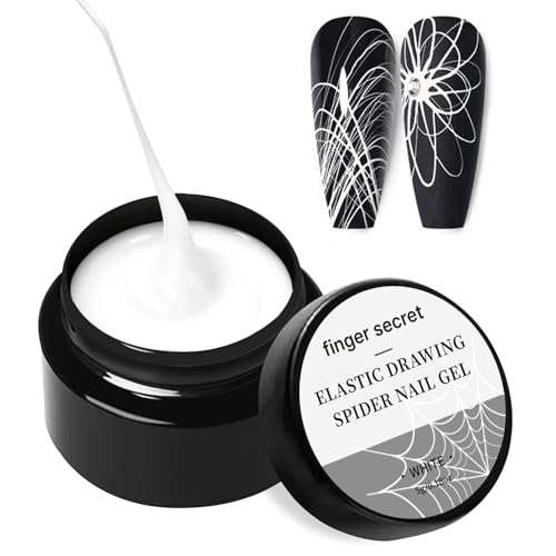 finger secret 5g/0.18oz Spider Gel Kit for Nails Spider Design for Art Wire Drawing Nail Gel for Line with Brushes for Nail Art (White 1SET)