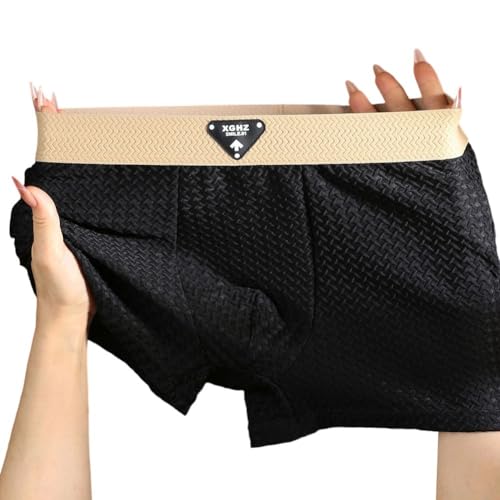 Boxer da uomo alla moda con grande tasca a U, leggeri e comodi per le attività quotidiane (M, nero)