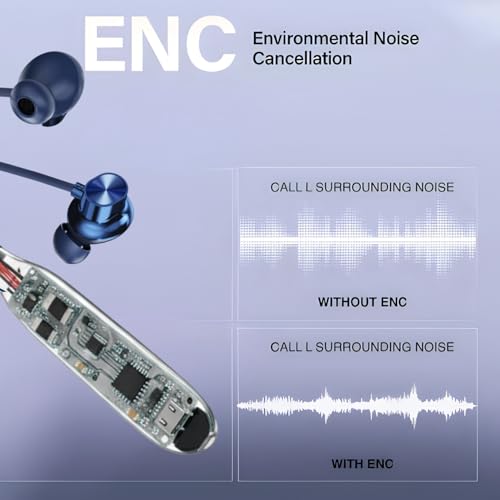 Image of inear Launch DJ-M9 Wireless Neckband Bluetooth Earphones, 50H Playtime, ENC Mic for Clear Calls, Fast Charging, HD Sound with Deep Bass,Magnetic Earbuds, Dual Pairing, Bluetooth 5.4, Earphones | Blue