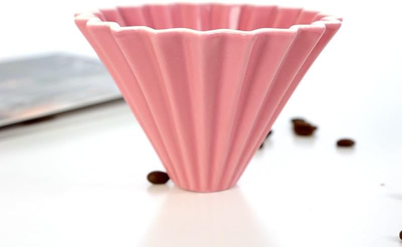 Origami Filter Cup,Ceramic Pour Over Coffee Maker, Non-Electric Pour Over Coffee Dripper, Easy Manual Brew Maker, Single Cups Porcelain for Home, Cafe, Camping, Coffee Gifts (Pink)