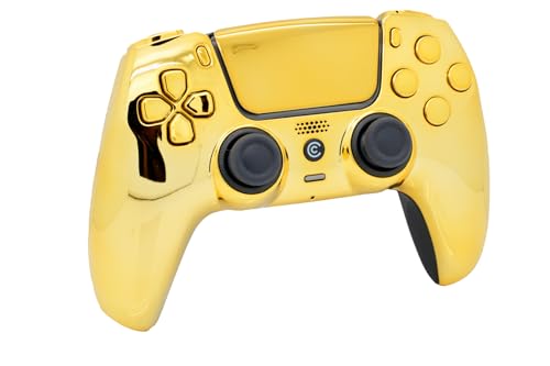 Image of Custom Controllerzz Custom Wireless Controller Compatible with PS5 - Multiple Designs Available (Gold Chrome & Gold Inserts)