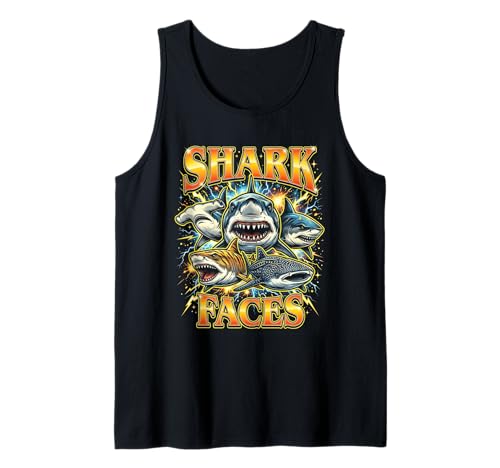 Shark Faces Ocean Marine Predator Tank Top
