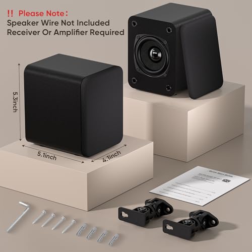 Image of Saiyin Indoor Wall Mount Passive Speakers with 3 inch Drivers, 6 Ω