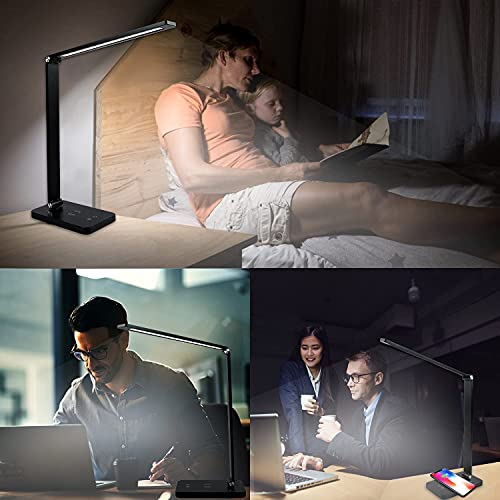 Desk-Lamp-with-Wireless-Charger-USB-Charging-Port-3-Brightness-Level-5-Color-Modes-Eye-Caring-Dimmable-for-Work-Study-Table-Lamp-Touch-ControlDesk-Lamps-for-Home-OfficeBlack