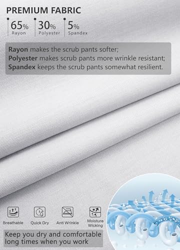 Image of MIVEI High Waisted Jogger Style Scrub Pants for Women - 8 Pockets Medical Bottoms Tapered Yoga Waistband Ribbed Ankle Cuffs