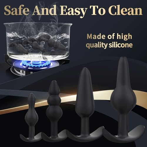 Image of Deluxe 4-Piece Anal Plug Kit: Body-Safe Silicone, Diverse Sizes & Shapes for Beginners to Advanced - Ultimate Sex Toy for Anal Play, Intimate Exploration Set