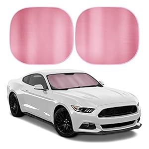 BDK 2PC Metallic Pink Car Window Sun Shade Auto Shade for Windshield Visor, Block UV Reflect Heat to Keep Your Car SUV Truck, 31.75″ x 28.75″