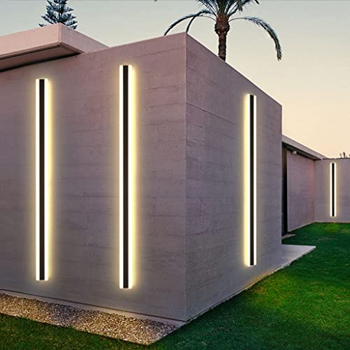 Long LED Villa Wall Light Villa Porch Outdoor Light IP65 Waterproof Wall Lights Black Long Strip Light Garden Outdoor Sconce Light-125CM,Warm Light - Image 3