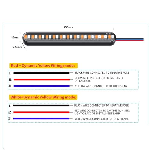 Feu de plaque d'immatriculation moto et clignotants LED stop 12V - 6